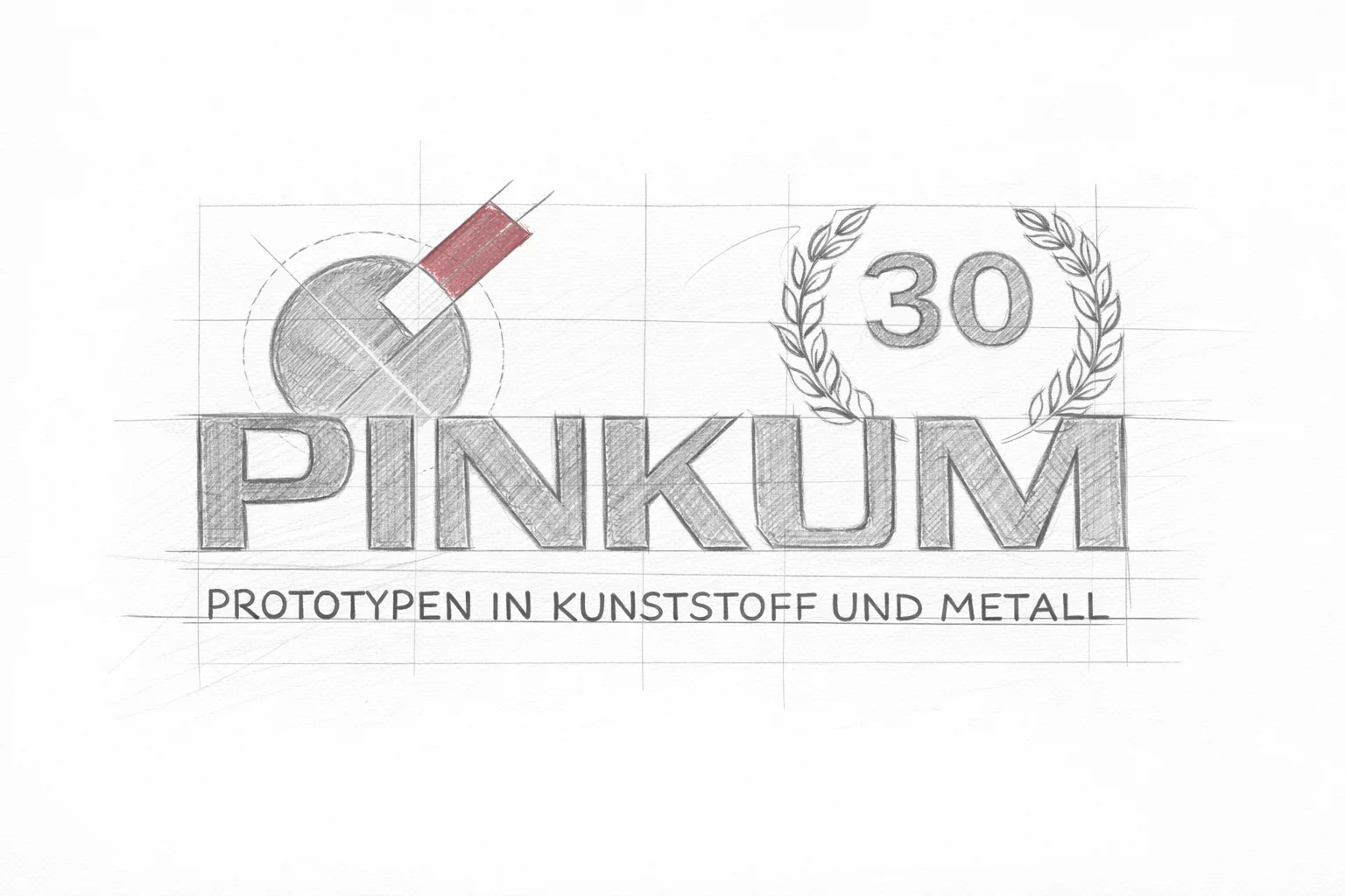 Jubiläumslogo 30 Jahre PINKUM als Skizze